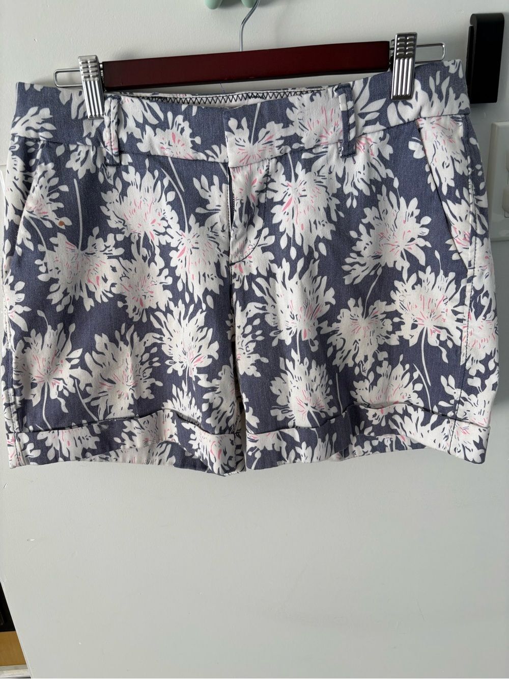 Dear John Navy Floral Print Cotton Blend Shorts Summer Boho Preppy Sz 29